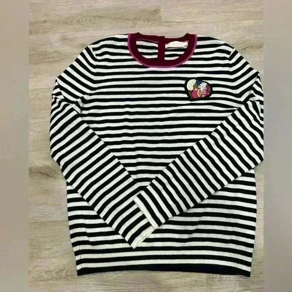 Tory Burch Iberia 💯% Cashmere Embellished Sweater size large